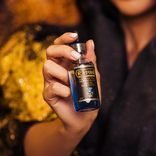 100% Pure Cold-Pressed Moringa Oil Infused With Blue Lotus
