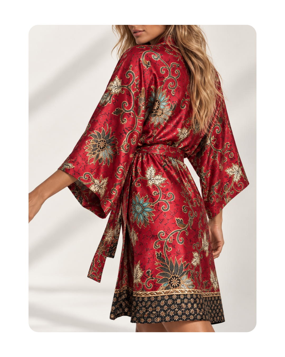 Satiin Kimono - Scarleti Punane