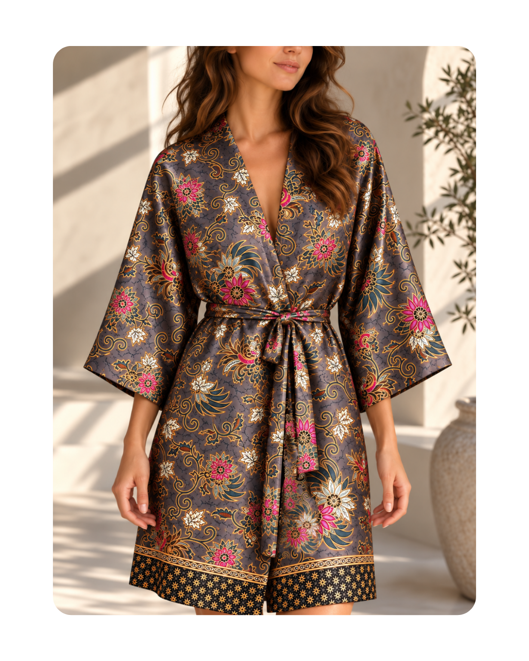 Satiin Kimono – Kakao Pruun