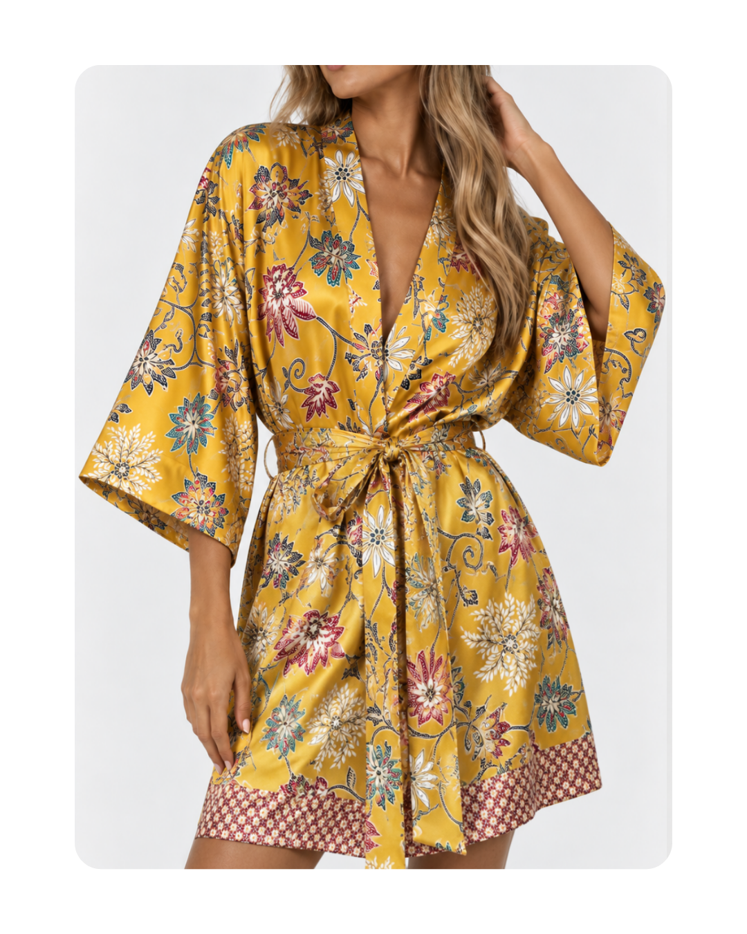 Satiin Kimono - Safroni Kuldne