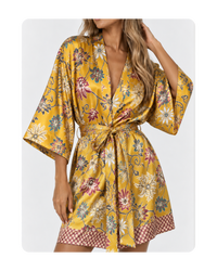 Satiin Kimono - Safroni Kuldne